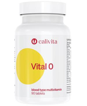 Vital 0 CaliVita 90 tablete, supliment alimentar cu multivitamine pentru grupa sanguina 0.
