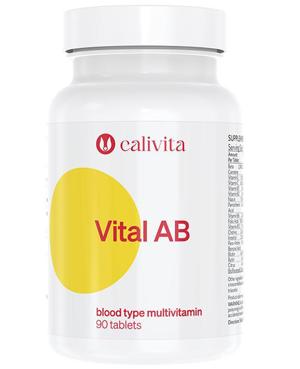 Vital AB CaliVita 90 tablete, supliment alimentar cu multivitamine pentru grupa sanguina AB.