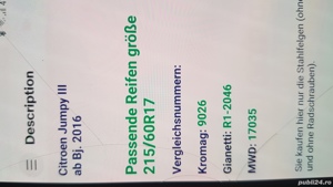 Janta / jante tabla pe 17 ptr Opel , Toyota , Peugeot , Citroen    - imagine 9