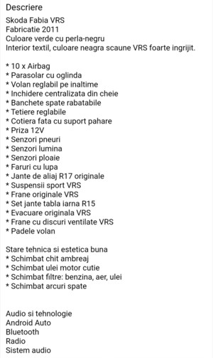 Skoda Fabia RS TwinCharger.  Vânzare  Variante! - imagine 5 Skoda Fabia RS TwinCharger.  Vânzare  Variante! - imagine 5