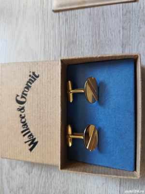  Butoni de lux pentru camasa suflati cu aur - Gold Single Cuff-Link aurii - imagine 2