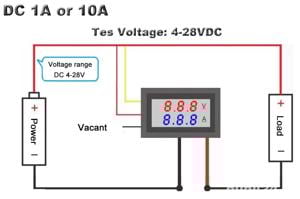 Voltmetru Ampermetru panou voltampermetru RED + BLUE 0-100V 10 Amperi - imagine 6