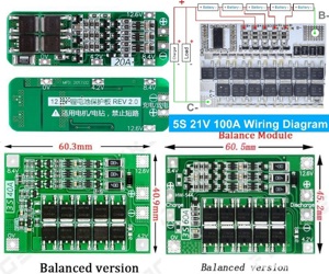 Modul 3-4-5S 20 40 60 100A acumulatori Li Ion BMS 18650 bicicleta