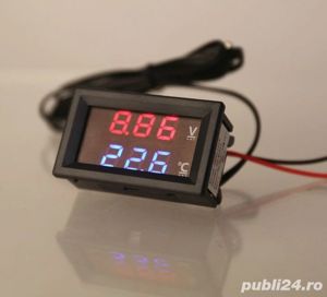 Termovoltmetru voltmetru termometru 4 - 28 V auto rulota barca moto