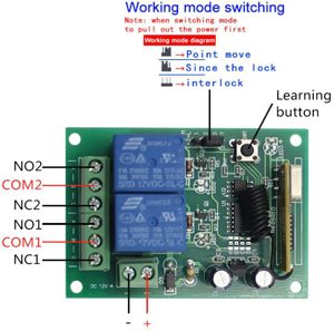 Releu Telecomanda + receptor 6 - 30V 2 canale automatizari usi porti auto - imagine 5