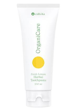 OrganiCare Toothpaste fresh lemon herbal Calivita 75 ml, pastă de dinţi organica cu aromă de lămâie.