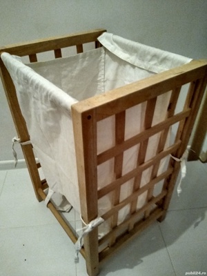 Cos lemn Ikea cu husa detașabilă  - imagine 3