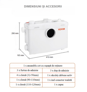 Pompa cu tocator Vevor,capac de inspectie integrat,700w - imagine 2