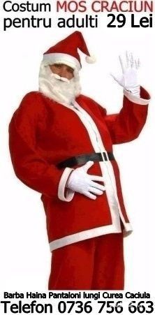 Vindem costum Mos Craciun adulti complet:barba haina pantaloni curea caciula,orice marime:M,L,XL,XXL
