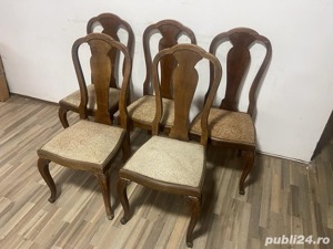 5 buc Scaun Vintage cu spatar inalt; Scaun din lemn - imagine 3