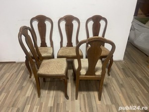 5 buc Scaun Vintage cu spatar inalt; Scaun din lemn - imagine 4