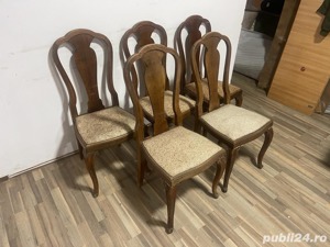 5 buc Scaun Vintage cu spatar inalt; Scaun din lemn - imagine 2
