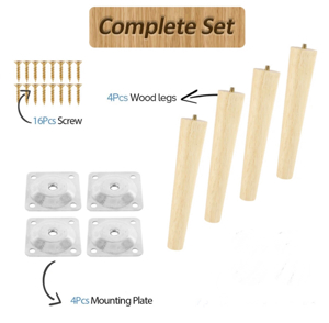 Set picioare de lemn conice oblice mobilier