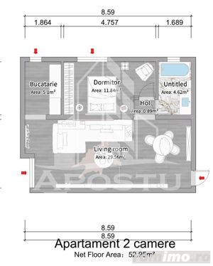 Apartament cu 2 camere, decomandat, situat in zona Torontalului - imagine 6