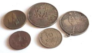5 monede vechi Romania, 1914-1956