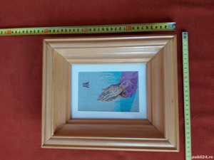 Goblen vechi, cu rama din lemn lacuita si geam din sticla - 1 - imagine 3