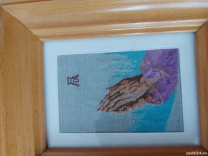 Goblen vechi, cu rama din lemn lacuita si geam din sticla - 1 - imagine 2