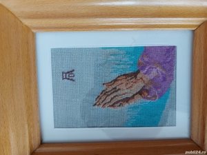 Goblen vechi, cu rama din lemn lacuita si geam din sticla - 1 - imagine 6