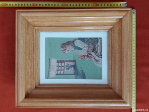 Goblen vechi, cu rama din lemn lacuita si geam din sticla - 2 - imagine 2