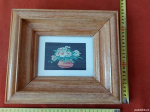 Goblen vechi, cu rama din lemn lacuita si geam din sticla - 4 - imagine 4