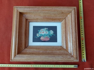 Goblen vechi, cu rama din lemn lacuita si geam din sticla - 4