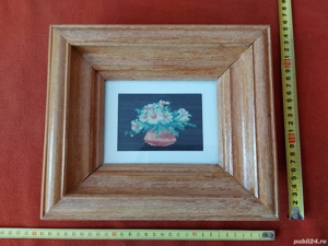 Goblen vechi, cu rama din lemn lacuita si geam din sticla - 4 - imagine 3