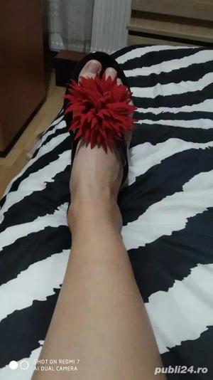 papuci dama cu floare - imagine 3