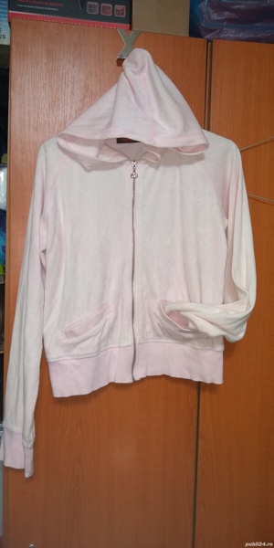 Hanorac dama catifelat Pumpkin UK ,roz ,gluga & buzunare , M - imagine 5