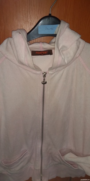 Hanorac dama catifelat Pumpkin UK ,roz ,gluga & buzunare , M - imagine 4