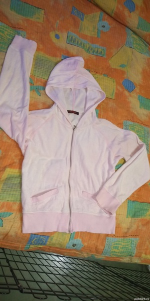 Hanorac dama catifelat Pumpkin UK ,roz ,gluga & buzunare , M - imagine 8