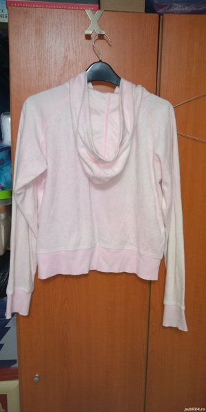 Hanorac dama catifelat Pumpkin UK ,roz ,gluga & buzunare , M - imagine 2