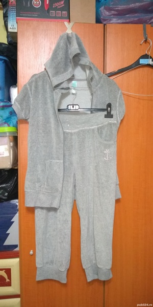 Trening Compleu pantaloni 3 4 + hanorac maneci scurte si gluga - imagine 6