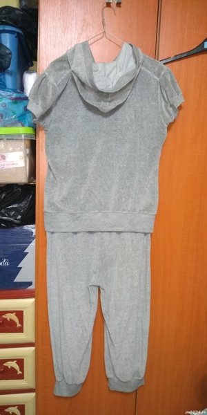 Trening Compleu pantaloni 3 4 + hanorac maneci scurte si gluga - imagine 7