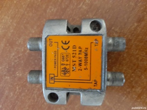 Splitter cablu coaxial în 2 căi, MST 521D, interval 5-1000 Mhz
