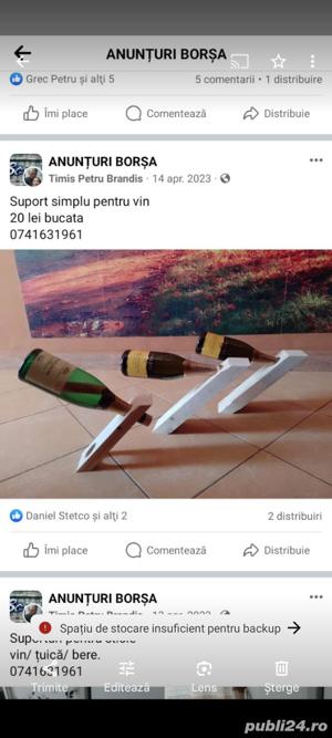 Suport sticle vin  tuica artizanal din lemn - imagine 4