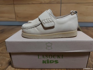 Mocasini Lasocki pentru copii, noi ,nr.25 ,piele naturala, crem - imagine 2