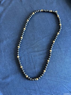 Colier cu margele din lemn si otel inoxidabil - Zenger