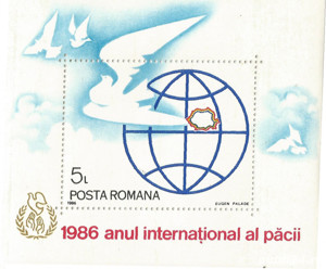 Romania 1986 - Anul Internaţional al Pacii, colită dantelata nestampilata, MNH, LP 1164