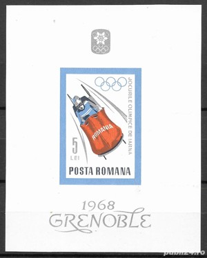 Romania 1967 - J.O. de iarna Grenoble, colita ned. nestampilata, MNH, LP 658