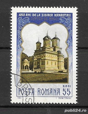 Romania 1967 - 450 ani de la zidirea Manastirii C. de Arges s. stampilata LP 659
