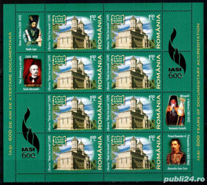 Romania 2008 - Iasi - 600 de ani, minicoli 8 timbre + 4 vigniete, MNH - LP 1813a - imagine 4