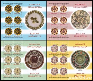 Romania 2007 - Ceramică românească - Farfurii țaraneşti I, minicoli de 6 cu manșetă, MNH - LP 1759a
