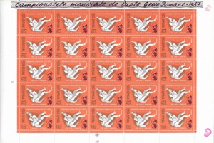 Romania 1967 - Campionatele mondiale de lupte greco romane, coli de 25, MNH, LP 665  - imagine 5