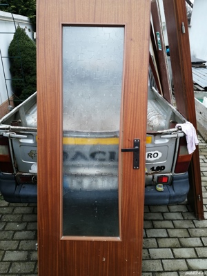 Usa de interior din lemn masiv cu geam 199x74cm - imagine 2