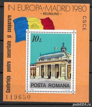 Romania 1980 - CSCE Madrid, colita dantelata nestampilata, MNH, LP 1018