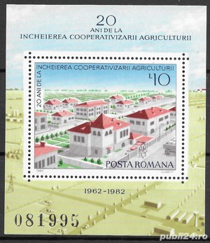 Romania 1982 - 20 de ani de la încheierea colectivizării agriculturii,colita dantelata, MNH, LP 1055