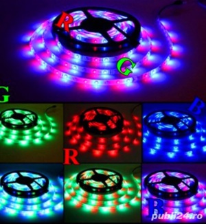 Banda Luminoasa LED pt. Ambianta Placuta , Telecomanda si Cabluri incluse,Multicolor