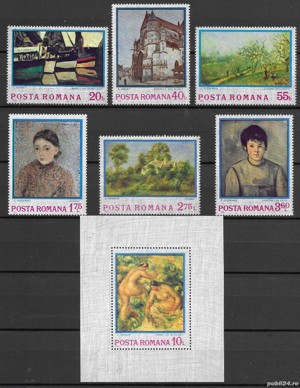 Romania 1974 - Reproduceri de arta - Impresionismul, serie colita, MNH, LP 839 840