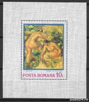 Romania 1974 - Reproduceri de arta - Impresionismul, colita dantelata, MNH, LP 840