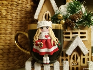 Cadou pentru sotie iubita cana papusa handmade - imagine 6